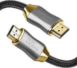 Hannord 8K HDMI Cable 48Gbps Certified Ultra High Speed HDMI Cable Braided Cord 4K@120Hz 8K@60Hz HDR 10 Compatible with PS4/5 HD TV Box Projector Audio Video HDMI Cable 3.3FT/1M