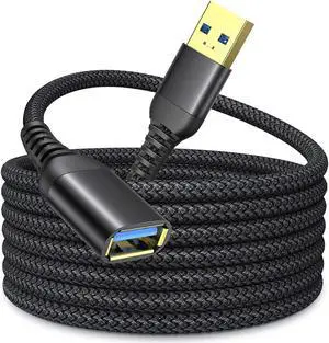Hannord USB Extension Code, USB Extension Cable Type A Male to Female 5Gbps High-Speed Data Transfer, USB 3.0 Extension Compaticable with Keyboard, Mouse, TV, Handle, Projector ,Black 10 ft.