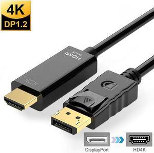 Hannord 4K DisplayPort to HDMI Cable 10ft, DisplayPort to HDMI Cable Male to Male Gold Plated Cord for Dell, HP, Samsung, PC, Laptop, Projector, TV