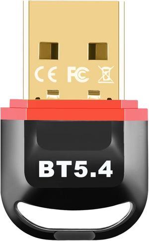 Hannord USB Bluetooth 5.4 Adapter Plug & Play Bluetooth Dongle Receiver Long Range Support Windows 11/10/8.1 for Desktop Laptop PS/Xbox Keyboard Mouse Headset(Red)