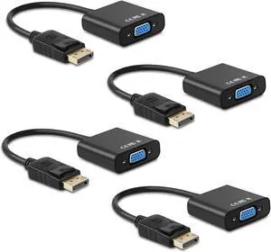 Hannord Display Port to VGA Adapter,4 Pack Gold-Plated DisplayPort DP to VGA Converter (Male to Female) for Computer, Desktop, Laptop, PC, Monitor, Projector, HDTV