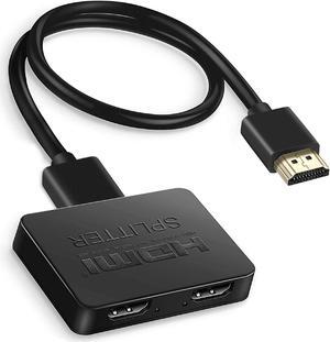 Hannord HDMI Splitter 1 in 2 Out [with 4 Feet HDMI Cable] 4K 1x2 HDMI Splitter Duplicate/Mirror Screen Only (Not Extend), Copy 1 Source to 2 HDMI Displays