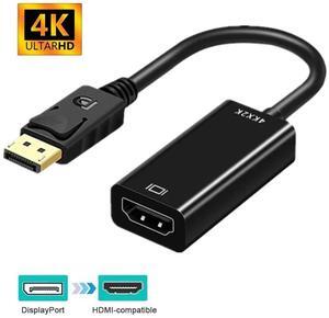 Hannord 4K DisplayPort to HDMI Adapter, Uni-Directional DP 1.2 Computer to HDMI Screen Gold-Plated DP Display Port to HDMI Adapter (Male to Female) Compatible with Dell HP-1Pack