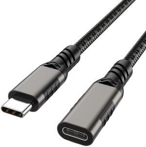 Hannord USB C Extension Cable , Type-C Extender Male to Female Cord Braided 100W/5A Fast Charging 4K@60Hz Video, [USBC 3.2 Gen2/10Gbps] for Carplay,Laptop,iPad,Tablet,Mobile Phone,5 ft.