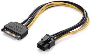 Hannord SATA Power Cable (1 Pack),SATA 15 pin to 6 pin Cable PCI Express (PCIe) Graphics Video Card Power Cable Adapter (20CM/8inch)