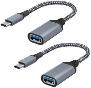 Hannord USB C to USB Adapter, (2 Pack Gray) USB C Male to USB 3.0 Female Adapter, Thunderbolt 3 to USB Female Adapter OTG Compatible with MacBook iPad Pro Galaxy and More Type C Devices Gray