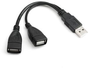 Hannord USB 2.0 A Male to 2 Dual USB Female Jack Y Splitter Hub Power Cord Extension Adapter Cable for PC Laptop TV 2.5" Mobile Hard Disk 0.5ft-1pack
