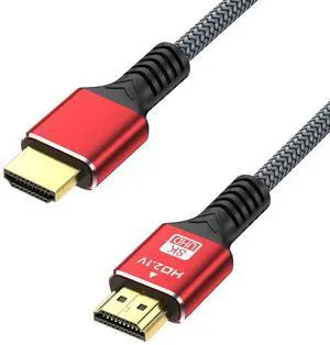 Hannord HDMI Cable 8K@60Hz, 48Gbps High Speed HDMI 2.1 Cord, Ultra HD,Ethernet Audio Return,Video 8K,4K,1080p,3D,Arc, HDR Compatible with Xbox,PS5/PS4,HDTV,Laptop ect(Red) 1.64 ft.
