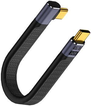 Hannord USB 4.0 40Gbps Thunderbolt 4 Data Sync SSD Cable (Right Angle) PD 240W 5A Fast Charging USB C to Type C 8K@60Hz USB-C for iPhone 16 Pro Max MacBook
