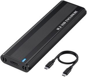 Hannord M.2 NVME SATA SSD Enclosure Adapter, 10Gbps Aluminum USB 3.1 Gen 2 Type C External Enclosure for M.2 NVMe PCIE & SATA M-Key / B+M Connectors SSDs of Sizes 2230 2242 2260 2280