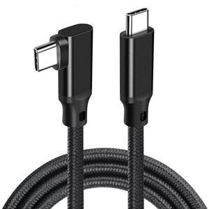 Hannord Type-C VR Link Cable [5A 100W] USB-C to USB-C 90 Degree Type-C Nylon Braided Cable for Meta Quest 3S / 3/2 / Pro, Pico 4 Ultra / 4 and PC VR Headset Gaming Black 6.6 ft.