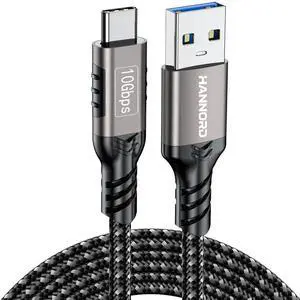 Hannord USB C Cable 3.3ft, USB-A to USB-C Cable USB 3.2 Gen2 10Gbps Data Charger Cord for Samsung Galaxy Android Auto USB Cord and iPhone 15/15 Pro, Nylon Braided.