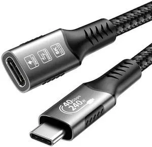 Hannord USB4 Extension Cable [1.6 ft] 8K 240W 40Gbps Thunderbolt 4 USB C Extender 8K@60Hz Type C Video Cord Data Transfer Compatible for USBC Hub/iPhone16/MacBook/iPad