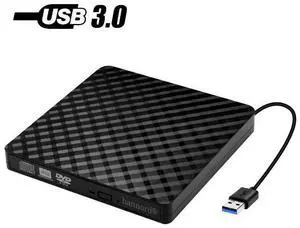 Hannord External CD Drive, Hannord Portable high-speed USB 3.0 Portable CD/DVD +/-RW Drive DVD/CD ROM Rewriter Burner Compatible with Laptop Desktop PC Windows Linux Mac