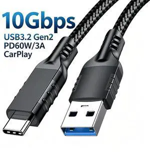 Hannord USB C to USB A Cable 5FT, USB 3.1 USB 3.2 Gen2 10Gbps USB A to C Data Cable, Android Auto 3A 60W for USB C External SSD MacBook Pro iPad, Galaxy S24/S23+, iPhone 16/15, Black Hannord USB C to USB A Cable 5FT, USB 3.1 USB 3.2 Gen2 10Gbps USB A to C Data Cable, Android Auto 3A 60W for USB C External SSD MacBook Pro iPad, Galaxy S24/S23+, iPhone 16/15, Black