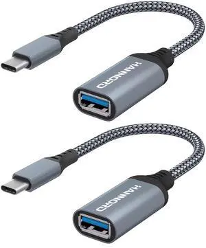 USB C to USB Adapter, Hannord USB C to USB 3.0 Adapter, Aluminium Alloy Nylon Braid USB Type C to USB Female Adapter OTG Cable Compatible with iPad Air 2020, MacBook Pro, Air and More (Gray, 2 Pack) USB C to USB Adapter, Hannord USB C to USB 3.0 Adapter, Aluminium Alloy Nylon Braid USB Type C to USB Female Adapter OTG Cable Compatible with iPad Air 2020, MacBook Pro, Air and More (Gray, 2 Pack)