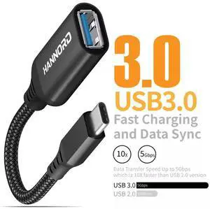 USB C to USB Adapter, Hannord USB C to USB 3.0 Adapter, Aluminium Alloy Nylon Braid USB Type C to USB Female Adapter OTG Cable Compatible with iPad Air 2020, MacBook Pro, Air and More USB C to USB Adapter, Hannord USB C to USB 3.0 Adapter, Aluminium Alloy Nylon Braid USB Type C to USB Female Adapter OTG Cable Compatible with iPad Air 2020, MacBook Pro, Air and More