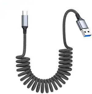 Hannord Coiled USB C Cable for Car, Retractable Nylon Braided Type C Coiled Cable Fast Charging, USB C Car Charger Cord for iPhone 17 16 15, Samsung Galaxy S25 S24 S23 Ultra, Pixel 10 9, Gray, 3.3Ft Hannord Coiled USB C Cable for Car, Retractable Nylon Braided Type C Coiled Cable Fast Charging, USB C Car Charger Cord for iPhone 17 16 15, Samsung Galaxy S25 S24 S23 Ultra, Pixel 10 9, Gray, 3.3Ft