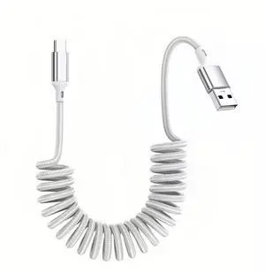 Hannord Coiled USB C Cable for Car, Retractable Nylon Braided Type C Coiled Cable Fast Charging, USB C Car Charger Cord for iPhone 17 16 15, Samsung Galaxy S25 S24 S23 Ultra, Pixel 10 9, Silver, 3.3Ft Hannord Coiled USB C Cable for Car, Retractable Nylon Braided Type C Coiled Cable Fast Charging, USB C Car Charger Cord for iPhone 17 16 15, Samsung Galaxy S25 S24 S23 Ultra, Pixel 10 9, Silver, 3.3Ft