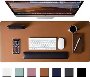 Leather Desk Pad Protector,Mouse Pad,Office Desk Mat, 31.5" x 15.7" Non-Slip PU Leather Desk Blotter,Laptop Desk Pad,Waterproof Desk Writing Pad for Office and Home - Brown Leather Desk Pad Protector,Mouse Pad,Office Desk Mat, 31.5" x 15.7" Non-Slip PU Leather Desk Blotter,Laptop Desk Pad,Waterproof Desk Writing Pad for Office and Home - Brown