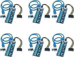 PCI-E Riser for Bitcoin Litecoin ETH Coin Mining 6 PIN Powered PCIE Extension Cable GPU Riser Ethereum Mining ETH GPU Extension Cable PCIEX1 to PCIE X16 Extender V006C GPU Riser(6 PCS)