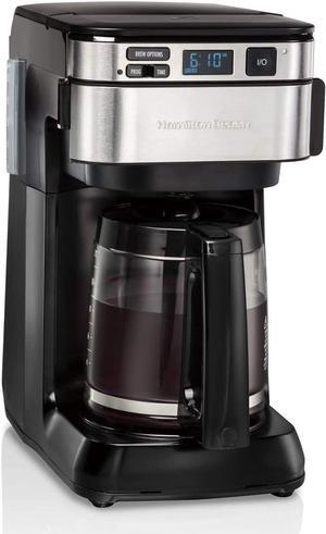 Programmable Coffee Maker, 12 Cups, Front Access Easy Fill, Pause & Serve, 3 Brewing Options, Black