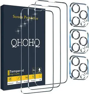 3 Pack Screen Protector for iPhone 13 Pro Max 6.7" with 3 Packs Camera Lens Protector, Ultra HD Full Screen Tempered Glass Film, 9H Hardness, Scratch Resistant, Easy Install - Case Friendly 3 Pack Screen Protector for iPhone 13 Pro Max 6.7" with 3 Packs Camera Lens Protector, Ultra HD Full Screen Tempered Glass Film, 9H Hardness, Scratch Resistant, Easy Install - Case Friendly