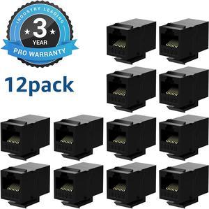 Rj45 Coupler Cat6 Keystone Jack Inline Coupler Female to Female Insert Coupler 12 Pack Black