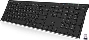 Arteck 2.4G Wireless Keyboard Stainless Steel Ultra Slim Full Size Keyboard with Numeric Keypad for Computer/Desktop/PC/Laptop/Surface/Smart TV and Windows 10/8/ 7 Built in Rechargeable Battery