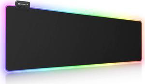 RGB Gaming Mouse Pad, UtechSmart Large Extended Soft Led Mouse Pad with 14 Lighting Modes 2 Brightness Levels, Computer Keyboard Mousepads Mat 800 x 300mm / 31.5×11.8 inches
