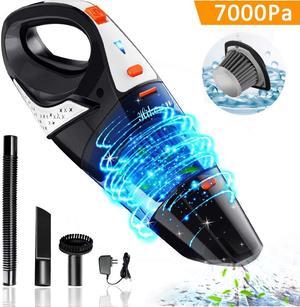 Handheld Vacuum, 7Kpa Powerful Cyclonic Suction Wet & Dry Vacuum Cleaner, Cordless Handheld Vacuum with Stainless Steel HEPA Filter, Rechargeable Portable Handheld Vac with Lithium Battery