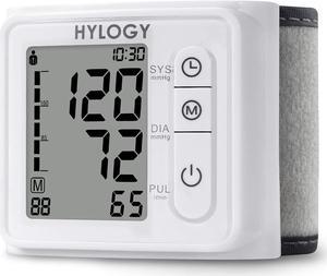 Wrist Blood Pressure Monitor, HYLOGY Blood Pressure Monitor Fully Automatic Blood Pressure and Pulse Measurement with 2 * 90 Memories, High Accuracy, LCD Display, Portable for Home use