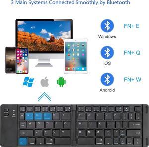 Foldable Bluetooth Keyboard, IKOS Ultra Slim Mini BT Folding Keyboard Compatible for iPhone X 8 7 6S 6 Plus, iPad Mini/Pro/Air, Samsung and All Other Android Smartphones/Tablets and Windows (Black)