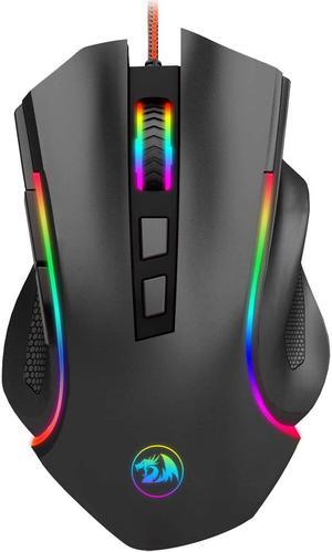 RGB Wired Gaming Mouse RGB Spectrum Backlit Ergonomic Mouse Griffin Programmable with 7 backlight modes up to 7200 DPI for Windows PC Gamers (Black)