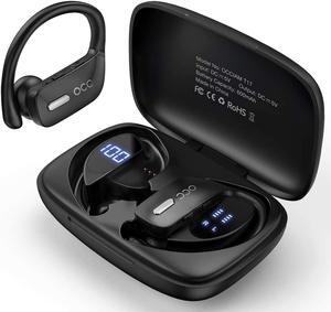 Bluetooth Headphones-True Wireless Earbuds 48Hrs Playtime Earphones TWS Deep Bass Loud Voice Call Over Ear Waterproof with Microphone Smart LED Display for Sports Running Gaming Workout-Black
