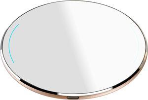 Wireless Charger Ultra Thin Aviation Aluminum CNC Unibody Fast Charging Pad Gold (NO AC Adapter)