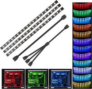 RGB LED Strip Lights PC - 3pcs 5050 Magnetic Computer Case LED Light Strips for M/B with 12v 4pin RGB Header Compatible with Asus Aura, Asrock RGB Led, Gigabyte RGB Fusion, MSI Mystic Light