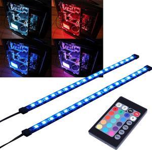 RGB LED Strip Computer Lighting via Magnet with 24 Key Remote Controller for Desktop Computer Case Mid Tower Full Tower (5050 SMD 2pcs 18leds 30cm, R Series)
