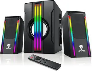 SPKPAL Bluetooth 2.1 Computer Speakers with Subwoofer,Multimedia Wired Gaming Speaker System,AC Powered & 3.5mm Dynamic RGB Light Perfect for PC,TV,CD Player,Movie,Party,Laptop SPKPAL Bluetooth 2.1 Computer Speakers with Subwoofer,Multimedia Wired Gaming Speaker System,AC Powered & 3.5mm Dynamic RGB Light Perfect for PC,TV,CD Player,Movie,Party,Laptop
