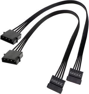 Molex IDE 4 Pin Male to 15 Pin Female SATA Power Converter Adapter Cable Hard Drive HDD SSD Power Extension Cable 24 inches (2 Pack)