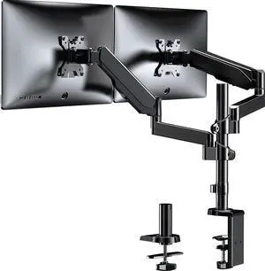 Premium Dual LCD Monitor Desk Mount Fully Adjustable Gas Spring Stand for Display up to 32 inch, (Black)