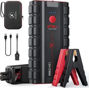 Car Jump Starter 3000A Peak 12V (Up to 10.0L Gas or 9.0L Diesel Engine) Auto Battery Booster Portable Battery Starter Power Pack Quick Charge 3.0 USB Built-in LED