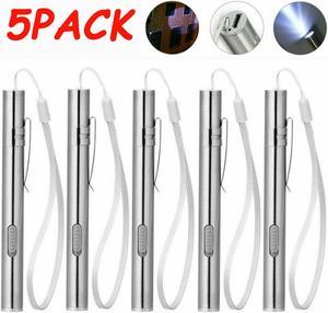 5Pack Pen Light Flashlight with USB Cable 400 lumens Rechargeable Penlight Mini LED Pocket Flashlight for Camping /Hiking/ Work Repair/Doctors