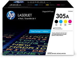 HP 305A 4-pack Black/Cyan/Magenta/Yellow Original LaserJet Toner Cartridges,
