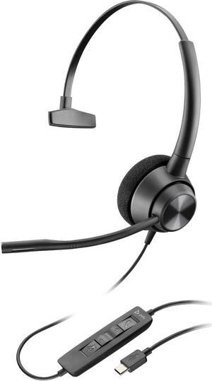 Poly EncorePro 310 USB-C Monoaural Headset TAA - Mono - USB Type C - Wired - 20 Hz - 10 kHz - Over-the-head, On-ear - Monaural - Supra-aural - 7.18 ft Cable - Omni-directional