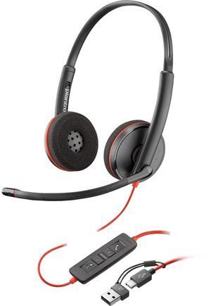 Poly Blackwire 3220 Stereo USB-C Headset +USB-C/A Adapter