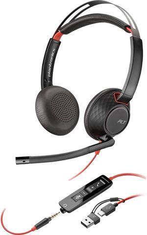 Poly Blackwire 5220 Stereo USB-C Headset +3.5mm Plug +USB-C/A Adapter