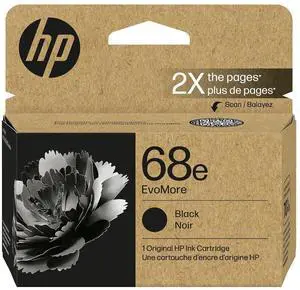 HP 68e EvoMore Black Original Ink Cartridge, ~320 pages, 7FP22TN