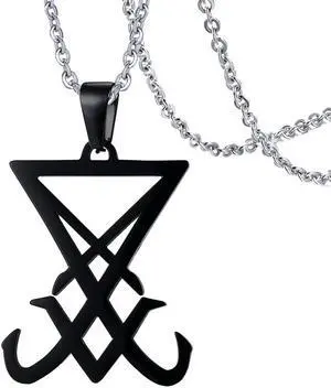 Stainless Steel Goth Gothic Witch Seal of Lucifer Sigil of Lucifer Satan Satanic Symbol Pendant Necklace