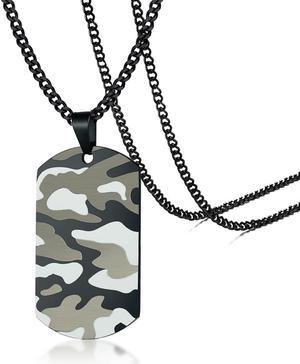 Military Fan Jewelry Stainless Steel Soldier Pendant Dog Tag Camouflage Necklace